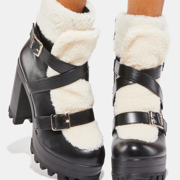 TAKE ME OUT AND ABOUT HEELED BOOTIESBLACK/WHITE ( BRAND NEW ! )